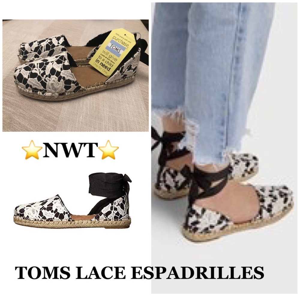 TOMS ⭐️HP⭐️BLACK LACE ESPADRILLES